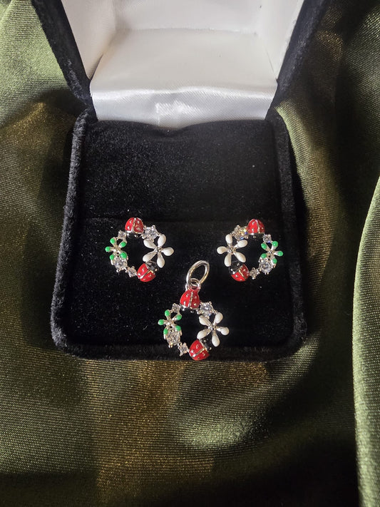 Earrings and pendant
